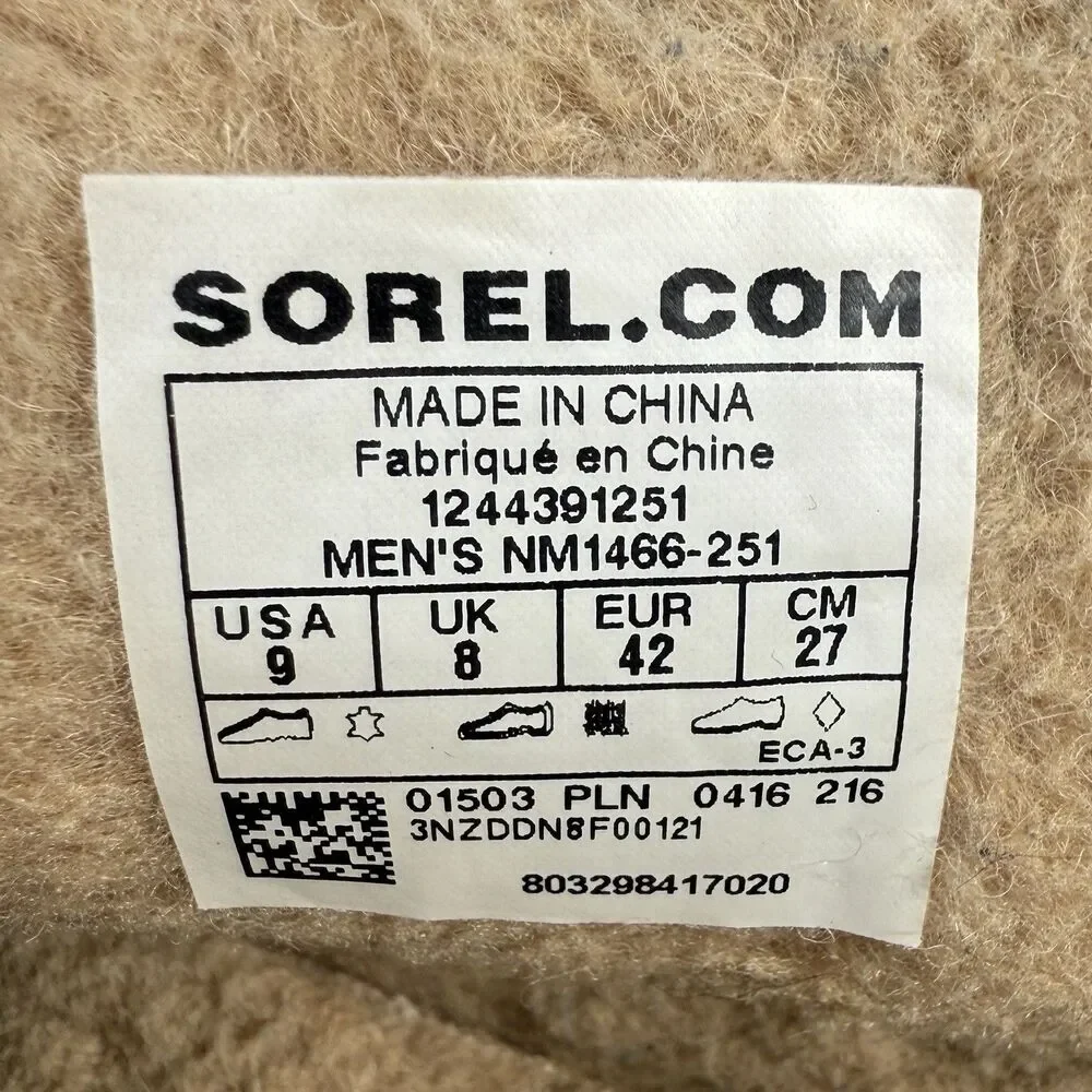Sorel Manawan Brown Leather Slip On Moccasin Slipper NM1466-251 Mens Size 9